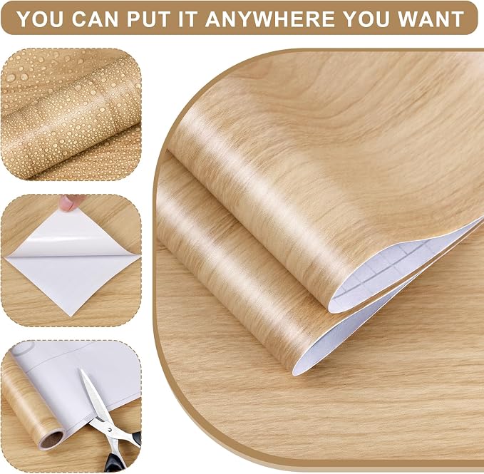 Wood Grain Contact Paper 17.3"x472" Oak Wood Look Peel and Stick Wallpaper Vintage Removable Self Adhesive Vinyl Faux Wood Wallpaper for Cabinets Countertops Covering - Image 2