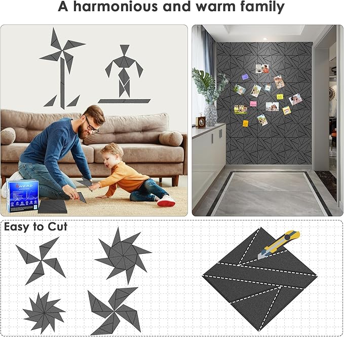 12in Acoustic Panels for Walls, High Density Soundproof Wall Panels | Thicker acoustic panels help reduce echo and enhance room acoustics for studios, gaming rooms, offices and home theaters - Image 3