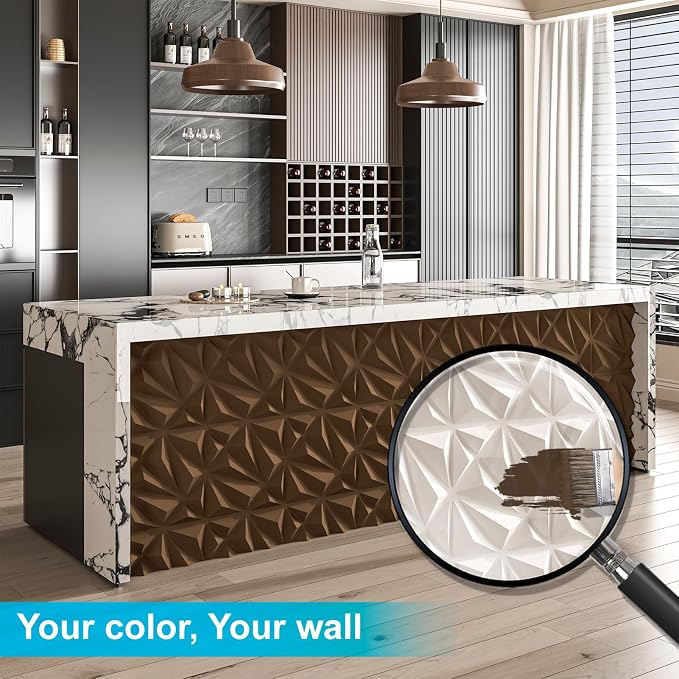 Art3d Diamond Textured 3D Wall Panels, 11.8 x 11.8 in, 33-Pack, White | PVC, Decorative, Stain Proof, Wipeable, Trimmable, Ideal for Living Room, Bedroom, Office and TV Background Walls - Image 7