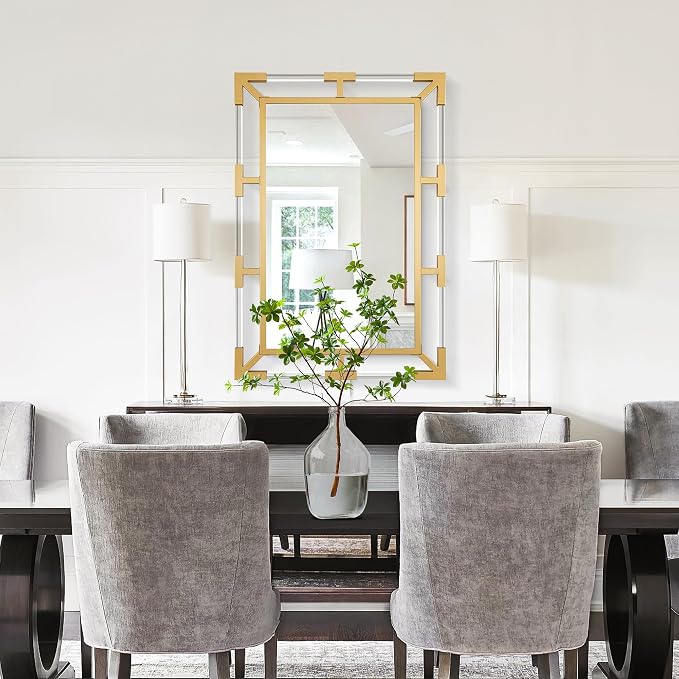 Chende Gold Wall Mirror for Decor with Clear Acrylic and Metal Frame - Image 8