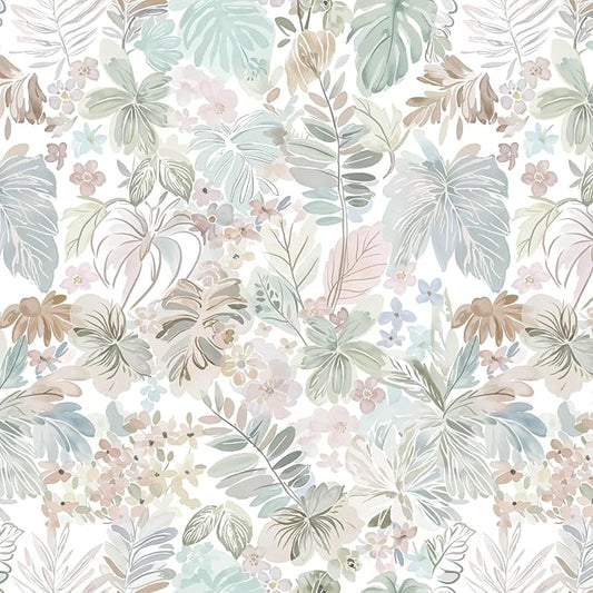 Heroad Tropical Peel and Stick Wallpaper Botanical Stick on Wall Paper 17.3''x196'' Watercolor Floral Contact Paper Removable Self-Adhesive Wallpaper for Bedroom Cabinets Renter Friendly Decor Vinyl by HeroadBrand