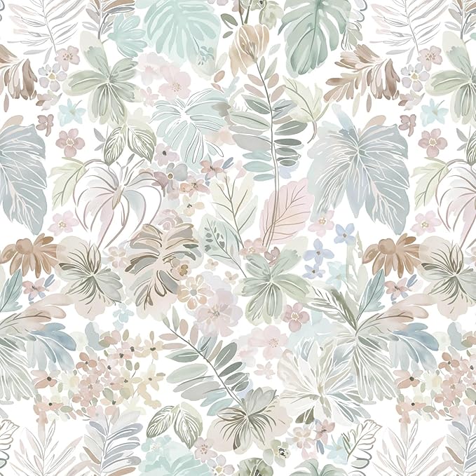 Heroad Floral Peel and Stick Wallpaper Pink Contact Paper Tropical Botanical Stick on Wall Paper Removable Self-Adhesive Wallpaper for Bedroom Cabinets Renter Friendly Decor Vinyl 17.3''x78.7'' by HeroadBrand
