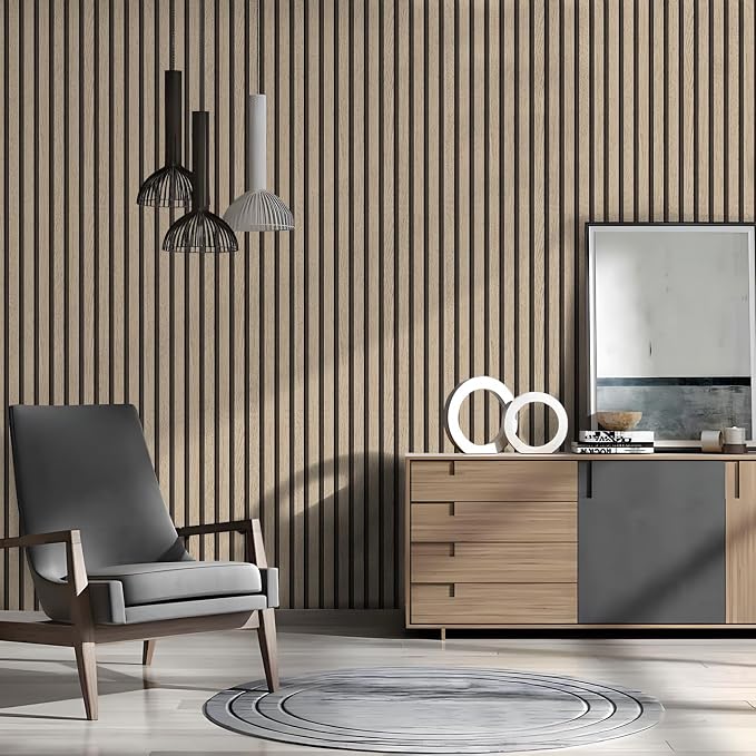 myforHD Wallpaper Peel and Stick Wood Grating Stripe Self-Adhesive Wallpaper Faux Wood Contact Paper Wood Slats Self Adhesive Wall Paper PVC Vinyl Film Removable Waterproof 17.3" x 118" - Image 4