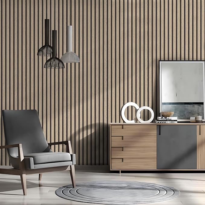 myforHD Wallpaper Peel and Stick Wood Grating Stripe Self-Adhesive Wallpaper Faux Wood Contact Paper Wood Slats Self Adhesive Wall Paper PVC Vinyl Film Removable Waterproof 17.3" x 393" - Image 4