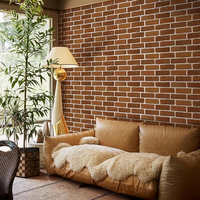 COMSTICKC 3D Peel and Stick Faux Brick Wall Panels for Quick DIY Wall Decor | Red Brown, 10 Pcs 11.8" x 11.8", Not Real Brick, Small Size, Lightweight Thin PVC Designed for Wall Makeover, Cover 9.7 sq ft - Image 6