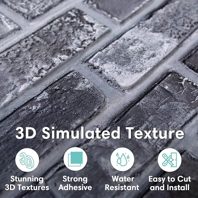 Commomy 3D Peel and Stick Faux Brick Wall Panels - 10pcs 15.74" x 11.8" | Ultralight Thin PVC Fake Brick Wallpaper Tiles Wall Covering for Home Office,Living Room Quick DIY Wall Decor(12.92 sq.ft) - Image 2