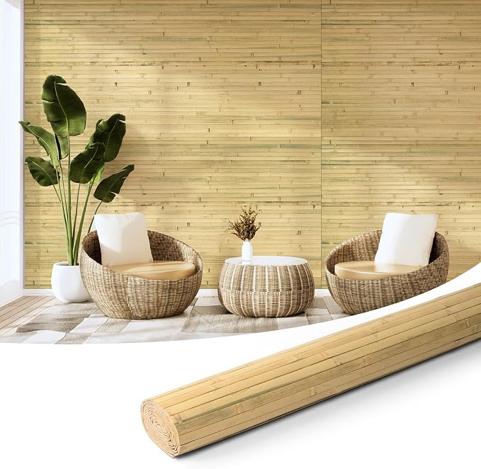 Art3d 48 x 96 in Pole Wrap Natural Bamboo Wall Panel, 1-Pack, Natural | Renewable Raw Board, Waterproof, No Emission, Wear-Resistant, Freely Cuttable, Stylish Wall Decor for Bedroom and Office by Art3d