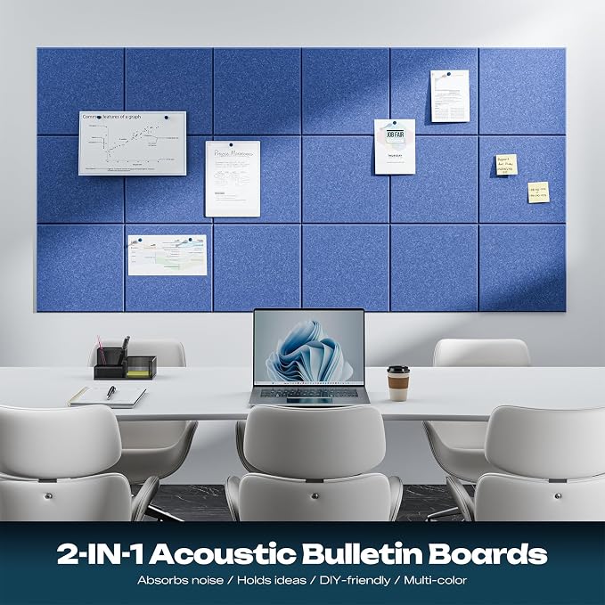 Sonicism 12 Pack Acoustic Wall Panels with Self-Adhesive, 12" X 12" X 0.4" Sound Proof Foam Panels, Decorative Soundproof Wall Panels, Sound Proof Absorbing Tiles for Home & Offices, Cerulean Blue - Image 3