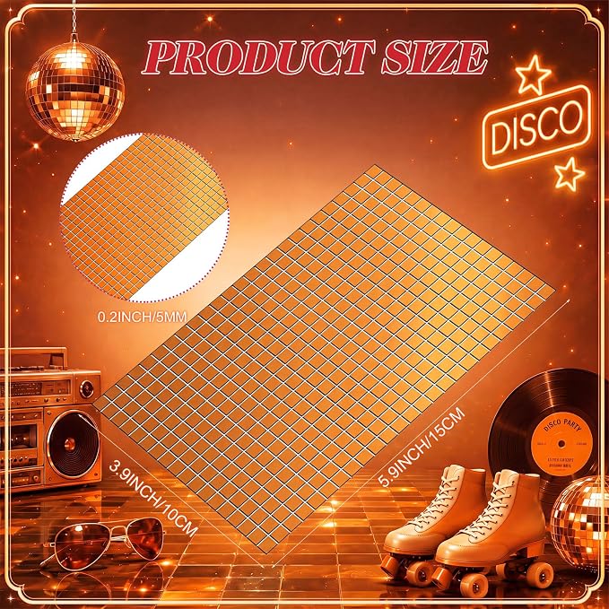 10800 Pieces Orange Disco Mirror Tile Self-Adhesive Mirrors Mosaic Tile - Image 2