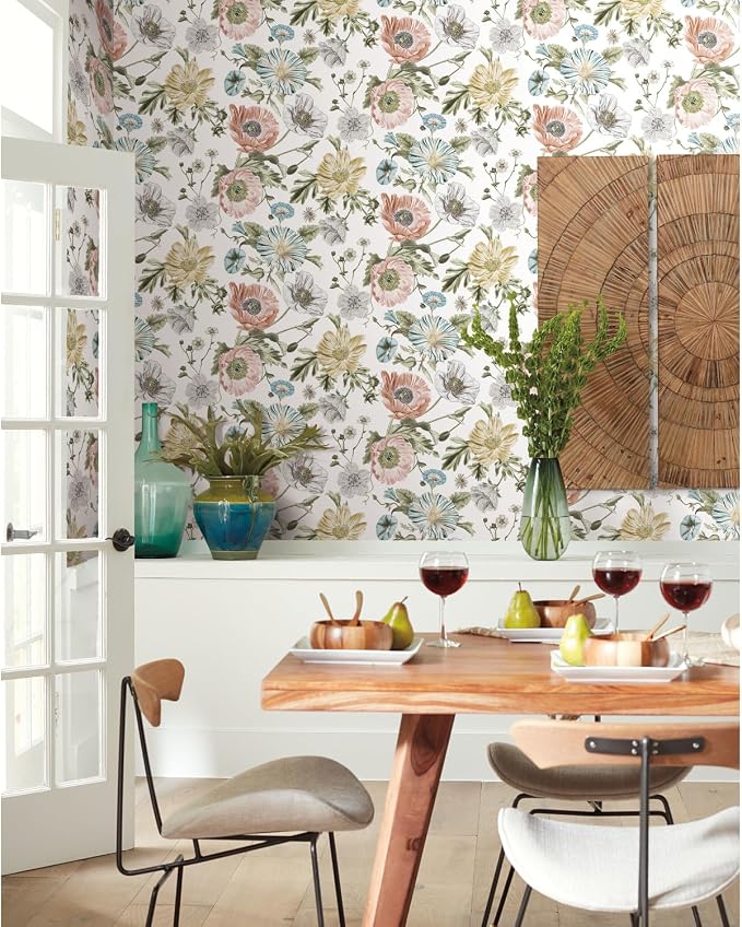 RoomMates Vintage Poppy Pink Peel & Stick Wallpaper - Image 3