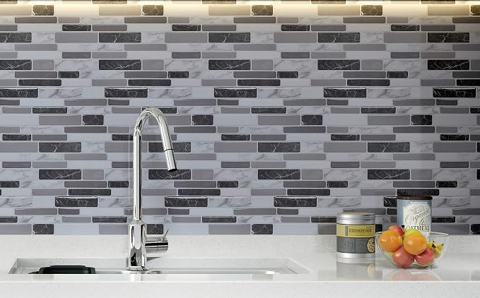 Art3d 6-Pack Peel and Stick Backsplash Wall Tile, 12 x 12 Inch, Marble Grey | Strong Adhesion, Lightweight, Cuttable, Waterproof, Fadeless, Crack Resistant, for Kitchen, Bedroom, Ideal for Recently Moved - Image 4