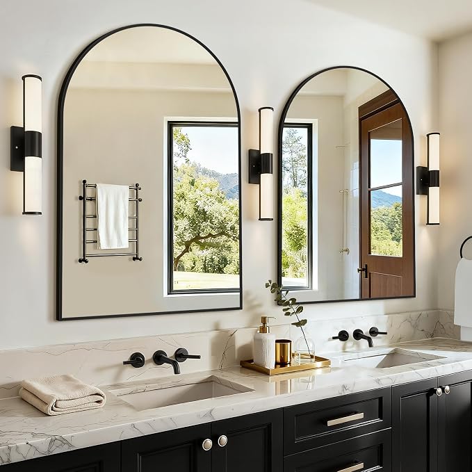 Arched Bathroom Vanity Mirror for Over Sink, 2 Pack 36”x24”, Black by LawadaMirror