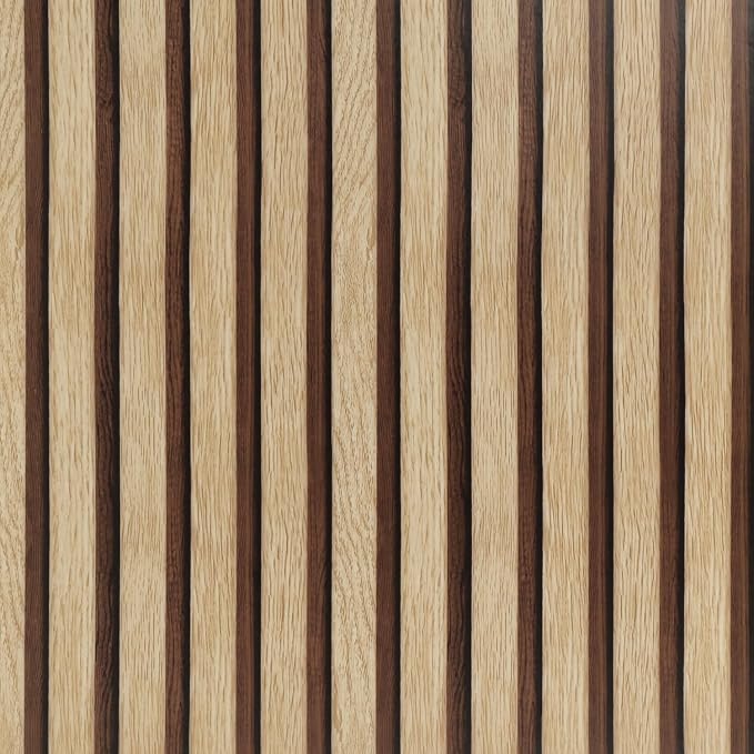 Arthome 17''x120'' Wood Slat Wallpaper Peel and Stick self Adhesive Wood Wallpaper PVC Vinyl Decorative Removable Wallpaper Waterproof Faux Wood Grating Stripe Contact Paper for Living Room Bedroom by ArthomeWALLDECOR