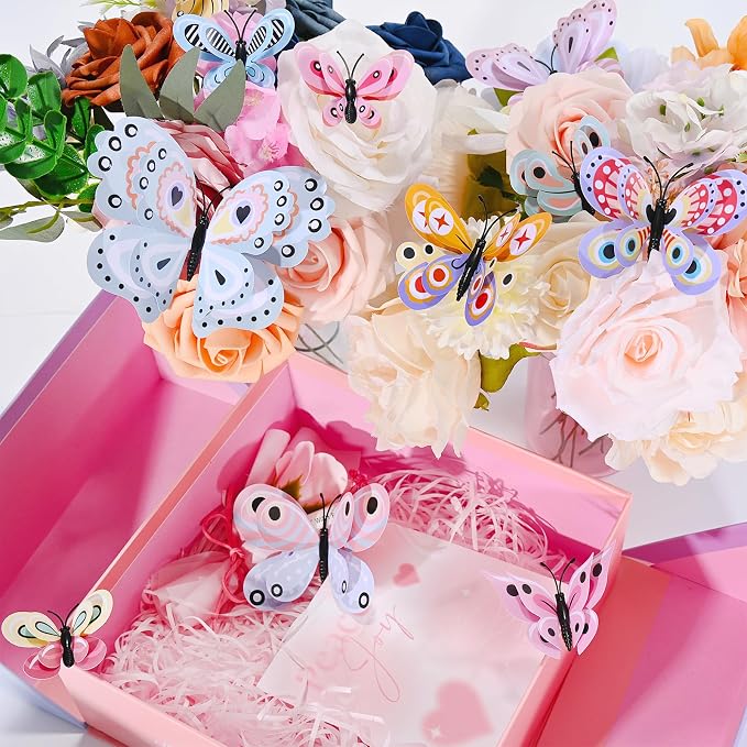 SAOROPEB 3D Butterfly Wall Decor, 24 Pcs Pastel Butterfly Decorations | Double Layer for Party Decorations Locker Decor Refrigerator Decal, Reusable - Image 3
