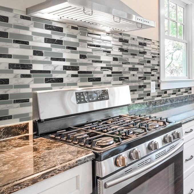 Art3d 12 x 12 Inch Vinyl Peel and Stick Backsplash, 20-Pack, Marble Grey | Waterproof, Lightweight, Self Adhesive, Easy to Install, No Residue, for Kitchen & Bedroom Decor, Ideal for Recently Moved - Image 3