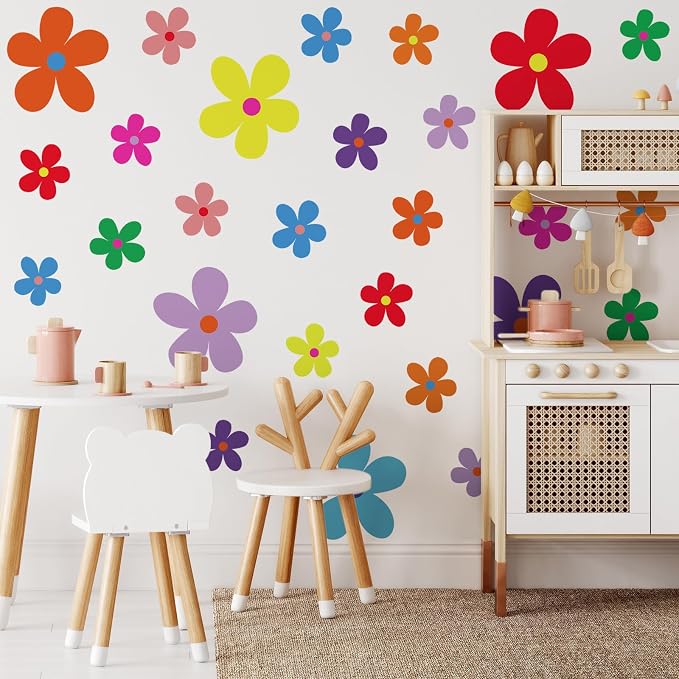 TaoBary 12 Sheet Daisy Wall Sticker Decal Large Floral Wall Sticker | Big Flower Wall Sticker, Colorful Daisy Decal, Daisy Bedroom Room Decor, Removable Peel and Stick, Nursery Home Wall Decor - Image 3
