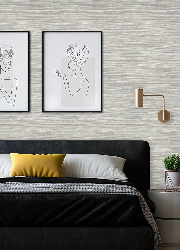RoomMates Neutral Jade Dimensional Grasscloth Peel and Stick Wallpaper, RMK12683PLW - Image 2