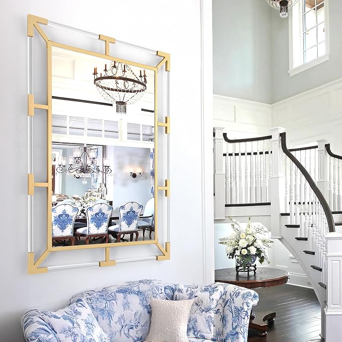 Chende 36" x 48" Large Wall Mirror with Acrylic and Metal Frame - Image 6