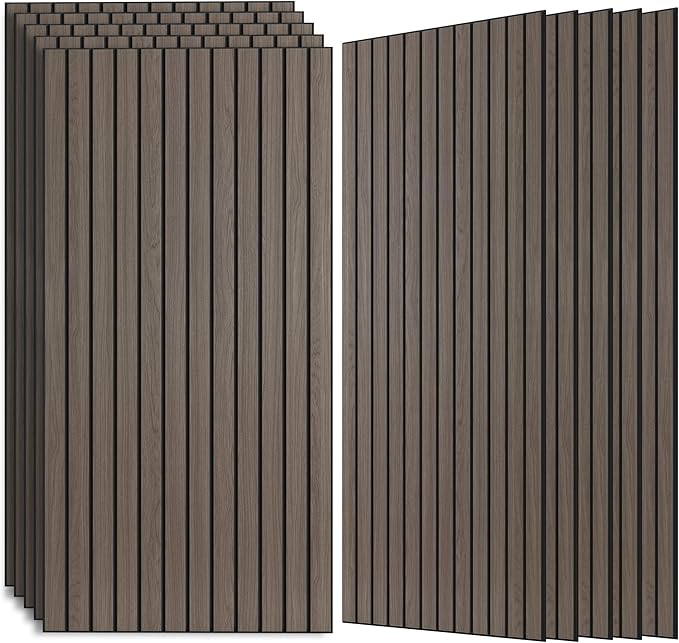 Soundproof Panels,10 Pack 47.2”x23.6” Acoustic Wall Panels,Walnut | Simulated Wood Grain Finish Sound Dampening Panels,Decorative PVC Wood Veneer Acoustic Panels, High-Density Polyester Fiber by AUTORIFIC