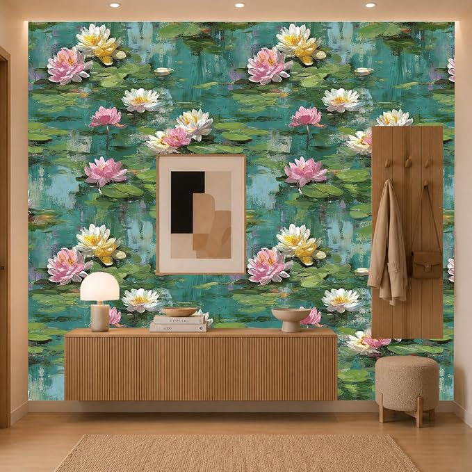 Lotus Removable Self-Adhesive Wallpaper for Bedroom & Living Room Decor 17.7×236 Inch,Waterproof Wall Covering for Accent Walls, Apartment, Nursery - Image 5