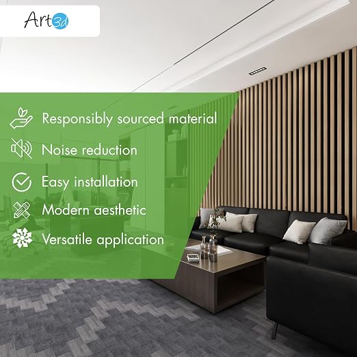Art3d 4-Pack 12" x 24" Soundproof Wood Slat Panels, 8 sq.ft Acoustic Wall Panels, 3D Wall Panels with Wood Slat Design, Decorative Wood Wall Panel for Accent Walls-Oak - Image 6