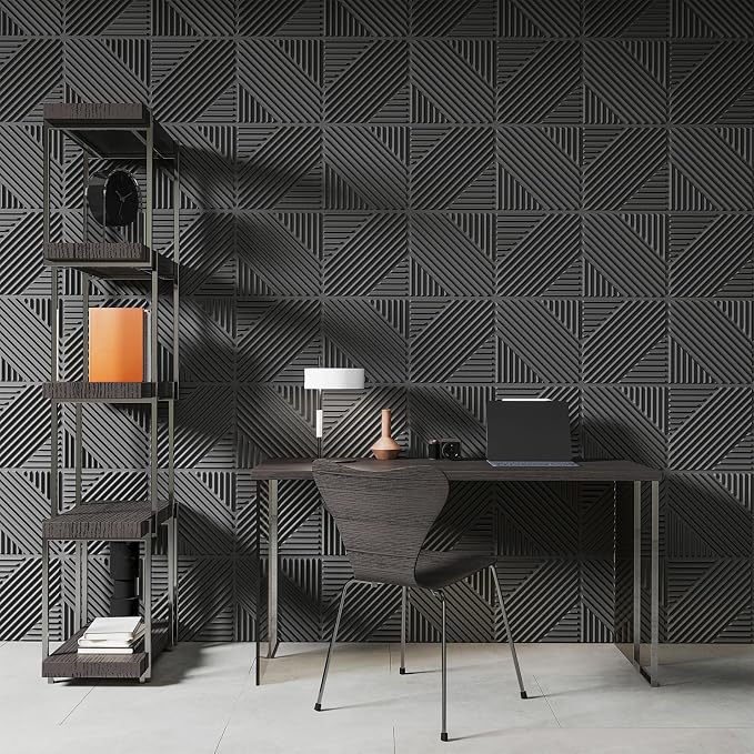 Art3d 3D Textured Accent Wall Panels, 12 x 12 Inch, 33-Pack, Black | Premium PVC, Waterproof, Anti-Sag, Scratch Resistant, Ideal for Living Room, Bedroom, TV Background - Image 7