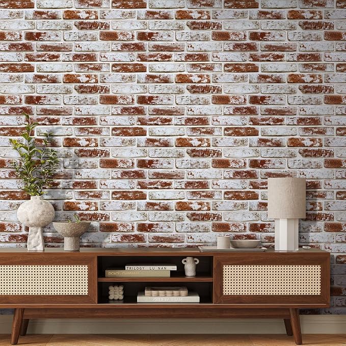 Commomy Faux Brick 3D Wall Panels Peel and Stick 12 pcs of 22.8" x 11.8" | Thin & UrltraLight PVC Printable Red Brick Wall Panels for Bedroom,Living Room,TV Background (Covers 22.48 sq.ft) - Image 7
