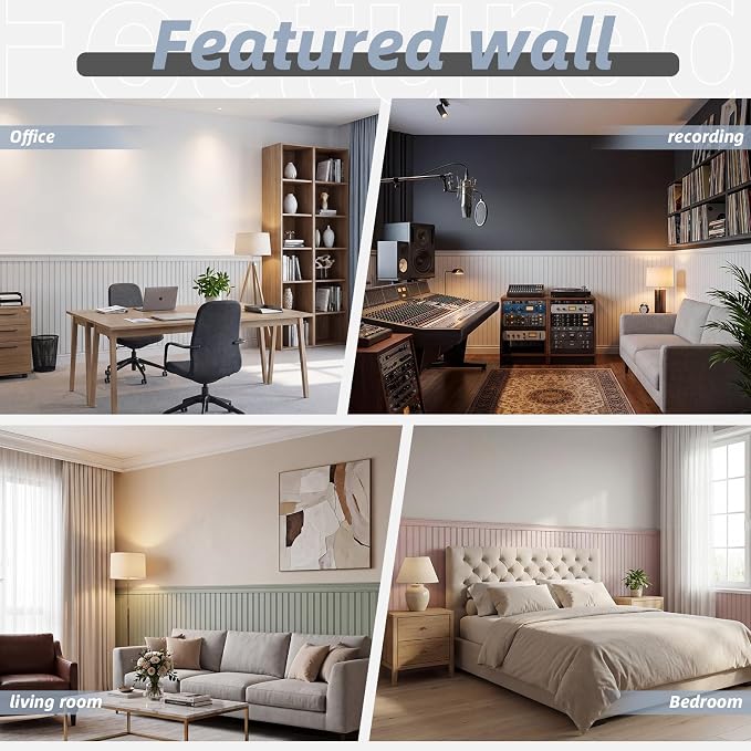 QUTREY Wainscoting Panels White 12 Pack, Board and Batten Wall Panel kit Panels Cover 39.6x117.6 Inch, 3D Wall Panels for Interior Wall Decor, TV Background, Living Room, Office - Image 7