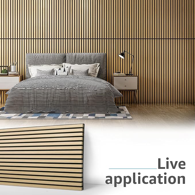 Art3d 4 Pack 47.2 x 23.6in. Wood Slat Acoustic Panels for Wall and Ceiling - 3D Fluted Sound Absorbing Panel with Wood Finish - Oak - Image 2