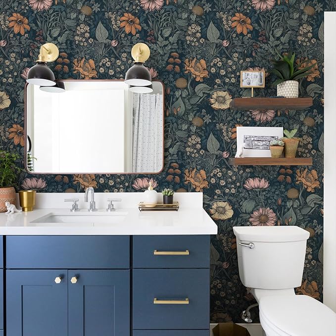 Orainege Vintage Peel and Stick Wallpaper Boho Floral Wallpaper for Bedroom | Living Room Removable Self Adhesive Floral Contact Paper for Cabinets Accent Wall 17.3inx196.8in - Image 4