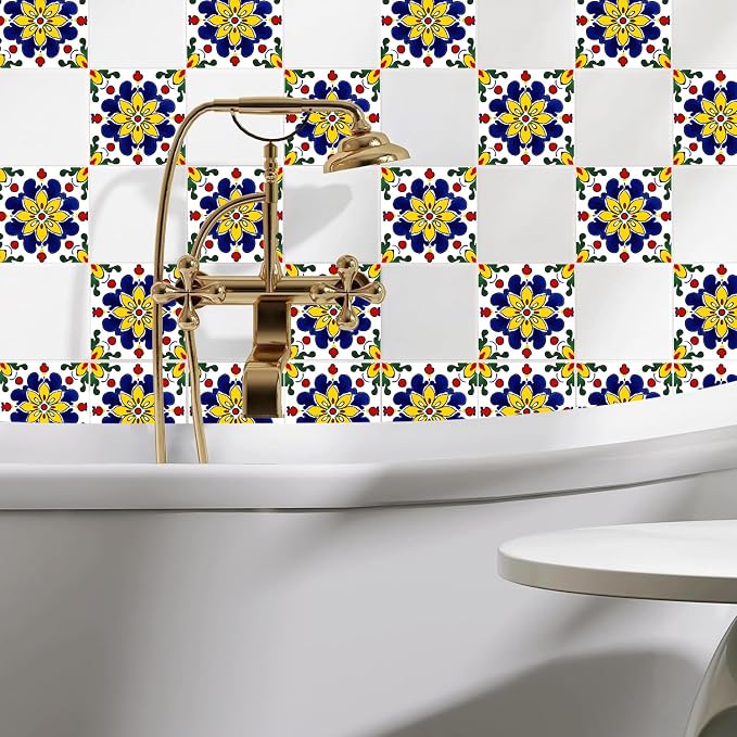 Wall Tiles Peel and Stick Waterproof - 24 Pcs (6x6 Inch) Wall Stickers Backsplash Decals for Kitchen, Bathroom, Removable Self-Adhesive Vinyl Art with Bohemian Patterns - Image 6
