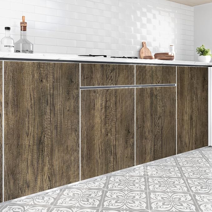 WESTICK Brown Wood Peel and Stick Countertop Wallpaper Waterproof Wood Contact Paper 15.8" x 196" Self Adhesive Removable Wooden Grain Vinyl Wrap for Dining Tables Kitchen Cabinets Bathroom Sink - Image 4