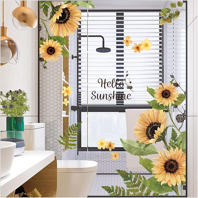 Sunflower Wall Stickers, 3D Yellow Flower Wall Decals, Easy Peel and Stick Wallpaper, DIY Removable Wall Art Mural for Bathroom, Bedroom, Nursery, TV Shower Door Home Decor - Image 4