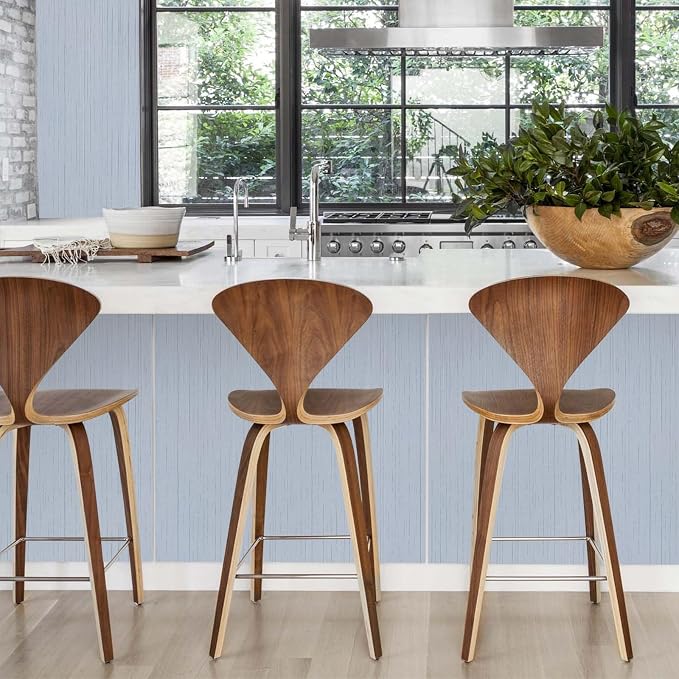 Light Blue Peel and Stick Grasscloth Texture Wallpaper 15.7"x120" Vintage Wallpaper Removable Waterproof - Image 8