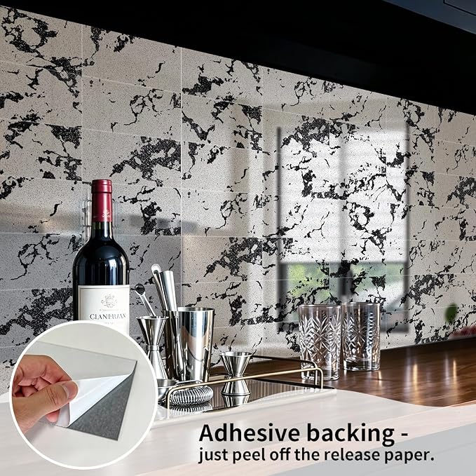 LiveInUrban 35PCS Foxed Silver Vintage Peel and Stick Mirror Effect Wall Decor, Distressed and Torn Stone Acrylic Wall Panel for Home Living Room Bedroom Office, 2.9"x5.9" - Image 4