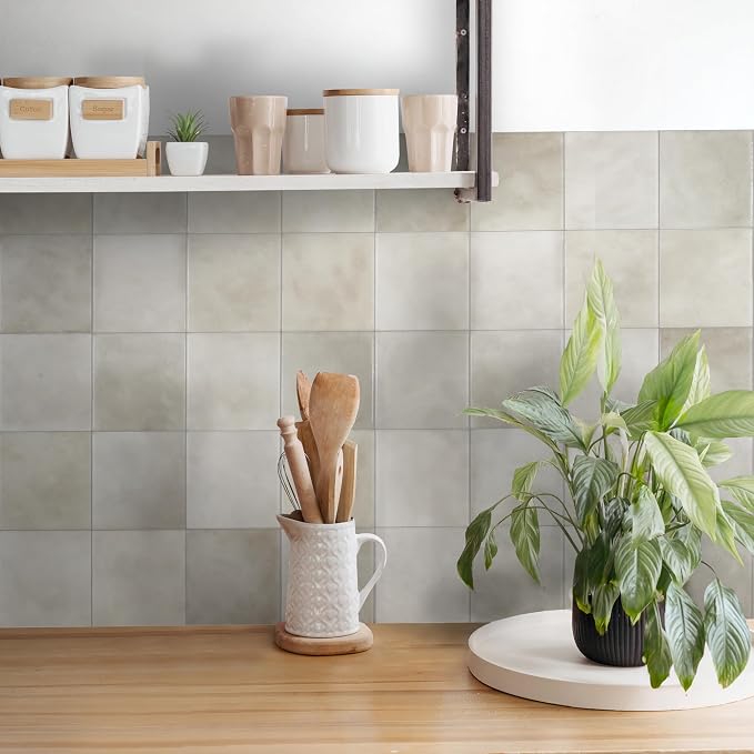 Smart Tiles Peel and Stick backsplash, Zellige Stone Greige, 9"x9" | Pack of 5 (2.8 sq ft), Semi-Matte, Heat/Moisture Resistant, Low VOC, Kitchen/Bathroom, Renter Friendly, Made in Canada - Image 2