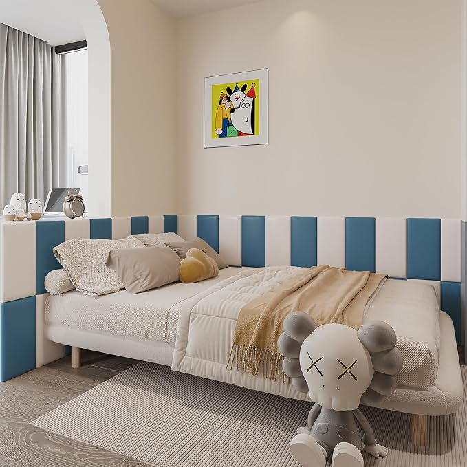 YU LI 3DH 3D Anti-Collision Wall Padding for Kids Self-Adhesive 4PCS Blue headboard Panels for Wall Peel and Stick headboard - Image 5