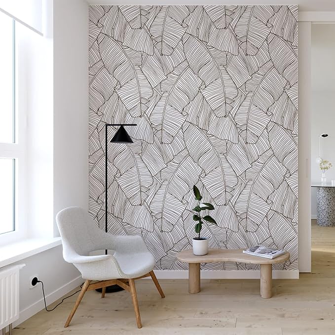 Banana Leaves Peel and Stick Wall Mural for Bedroom | 92"x125", Large Urban Funky Wallpaper, Removable Leather Textured & Water-Resistant, Hallway Old Wall Makeover - Image 6