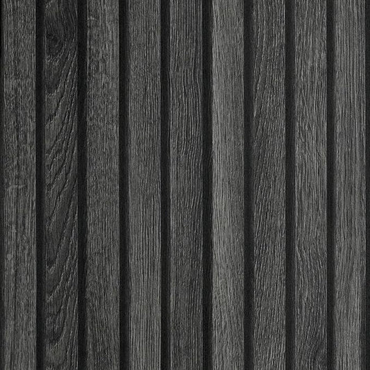 LACHEERY Black Wood Panel Wallpaper Peel and Stick 3D Wood Slat Wall Paper Black Wooden Slats Panels for Wall Cabinets Removable Contact Paper Self Adhesive Oak Slat Panel Roll Decorative 15.8"x80" by LaCheery