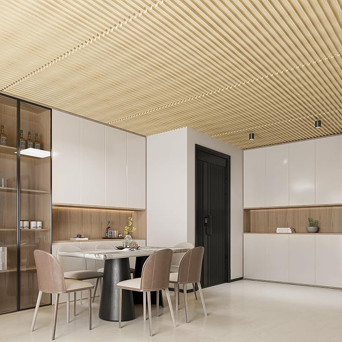 Art3d Fluted Slat 3D Wall Panels, Drop Ceiling Tiles, 6-Pack, Oak | 24" x 48" , Lightweight, Break-Proof, Compatible with Grid System, Ideal for Home, Commercial Spaces - Image 2