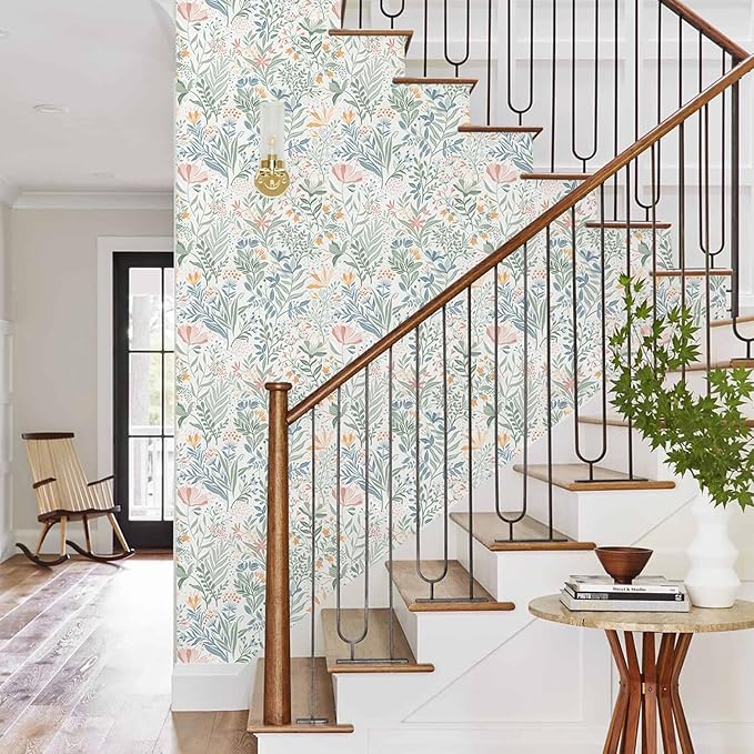 Fititem Floral Peel and Stick Wallpaper Boho Modern Wall Paper 17.3”×591” | Wildflower Self Adhesive Contact Paper for Cabinet Fun Nature Removable Waterproof Wallpaper for Bathroom Kids Bedroom Decor - Image 6
