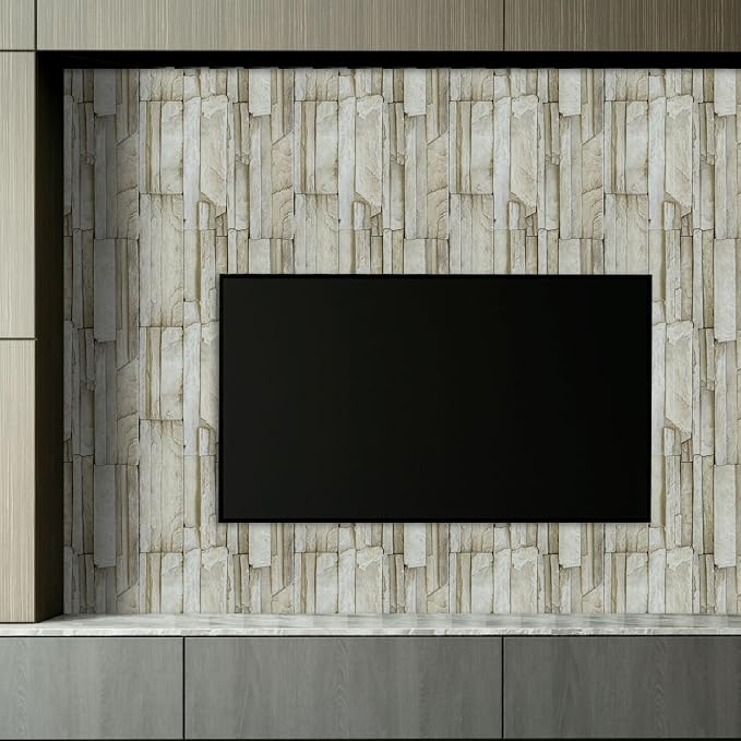Main Street Peel and Stick Wallpaper Sheets, Stacked Stone, 12-Pack | 11 x 16 in sheet size; Covers up to 14.67 sq ft; Eco-friendly paper material; No paste or additional adhesive required - Image 5