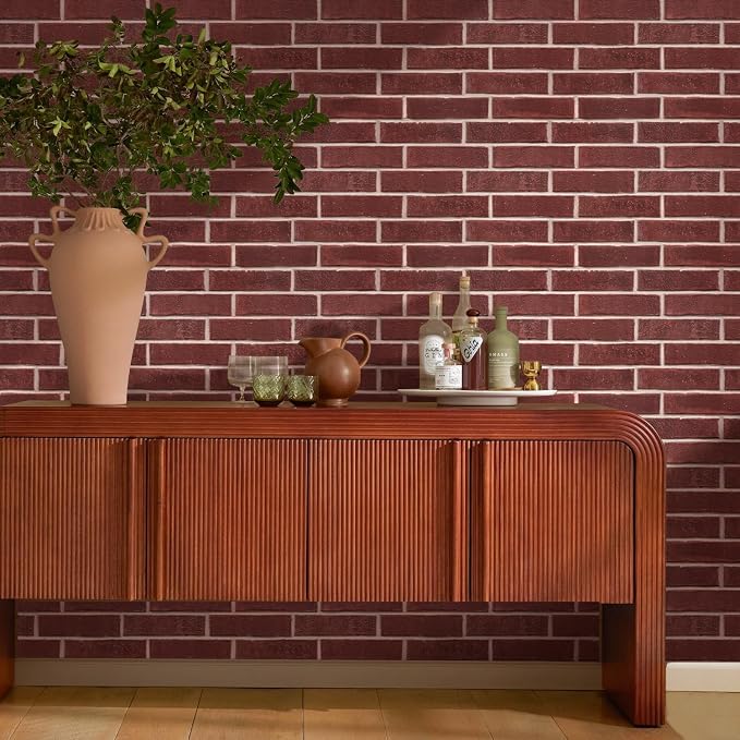 COMSTICKC 3D Peel and Stick Faux Brick Wall Panels for Quick DIY Wall Decor | Red, 10 Pcs 15.7" x 11.8", Not Real Brick, Lightweight Thin PVC Decorative Wall Sticker for Wall Makeover,Cover 12.9 sq ft - Image 2