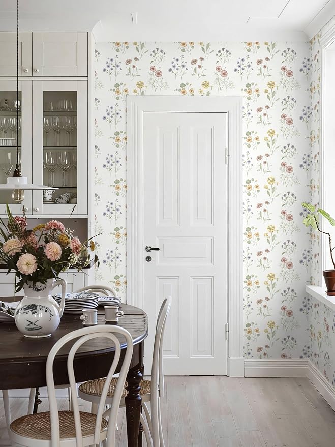 Dimoon 17.3''x78.7'' Floral Peel and Stick Wallpaper Boho Vintage Botanical Farmhouse Renter Friendly Contact Paper Bathroom Kitchen Village Country Cottage Small Floral Wallpaper Waterproof Vinyl - Image 6
