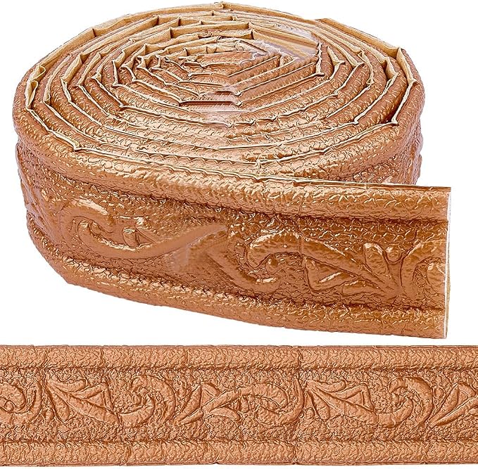 CRASPIRE 90x1.8in Peel Stick Foam Crown Molding Baseboard Trim Bronze Self Adhesive Flexible Mirror Wallpaper Sticky Border 3D Wall Edging Lines Base Baseboard for Hotel Home DIY Decoration by CRASPIRE