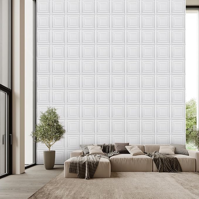 Heikki 30 Pack 3D Wall Panel for Interior Wall Décor, PVC Flower Textured Wall Panels for Living Room Bedroom Hotel Office, 11.8"x11.8", Double-Sided Tape (White-HZX) - Image 5