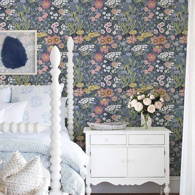 Orainege Vintage Floral Wallpaper Peel and Stick Wallpaper Daisy | Floral Contact Paper 17.7in x196.8in Boho Self Adhesive Removable Wall paper for Bedroom Living Room Decorative - Image 7