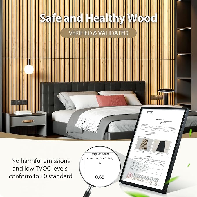 INMOZATA 8 Pack Peel and Stick Acoustic Wood Slat Wall Panels Nature Oak | 3D Fluted Textured, Soundproof Accent Wall Paneling for Interior Wall Decor Fireplace Living Room Bedroom Office, 11.8"x23.6" - Image 2