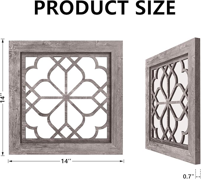 Set of 2 14 Inch Square Maroon Window Pane Wall Mirrors, Shatterproof Rustic Farmhouse Boho Vintage Accent Mirrors for Living Room Bedroom Bathroom Entryway - Image 2