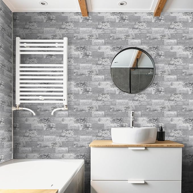 DEWOO Peel and Stick Wall Tile Kitchen Backsplash Self Adhesive 10 Sheet | PVC,Rustic,Faux,Wood Look,Country,Farmhouse,13.5" x 11.4" - Image 4